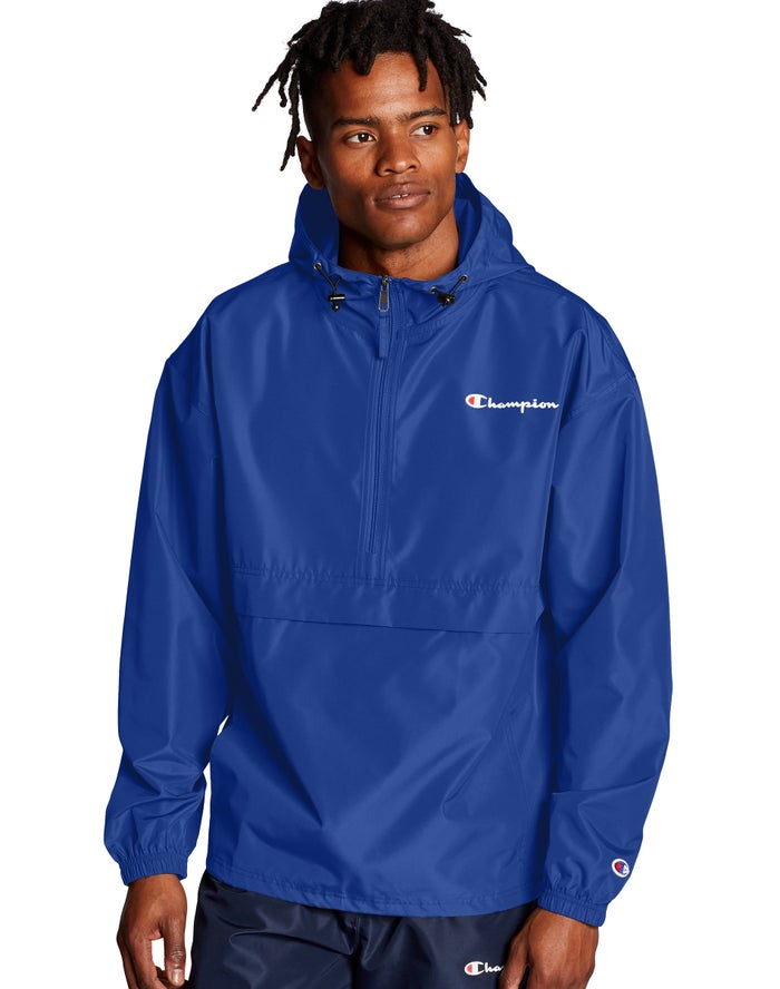 Champion Packable Script Logo Blue Jackets Mens - South Africa MNTIVG289